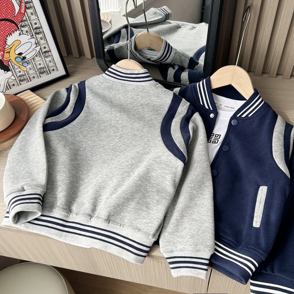 Szara bluza dziecięca bejsbolówka Leanka – modna bluza dla chłopca