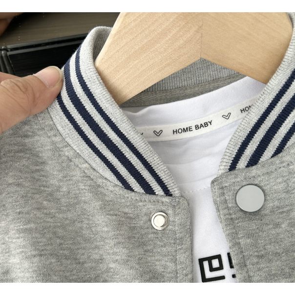 Szara bluza dziecięca bejsbolówka Leanka – modna bluza dla chłopca