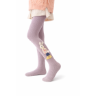 Różowe Rajstopy dziecięce bawełniane z króliczkiem 3D