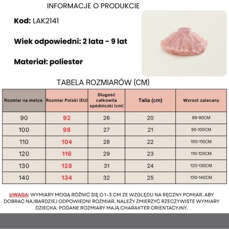 Spódniczka tiulowa dziewczęca różowa tutu Leanka – elegancka i lekka