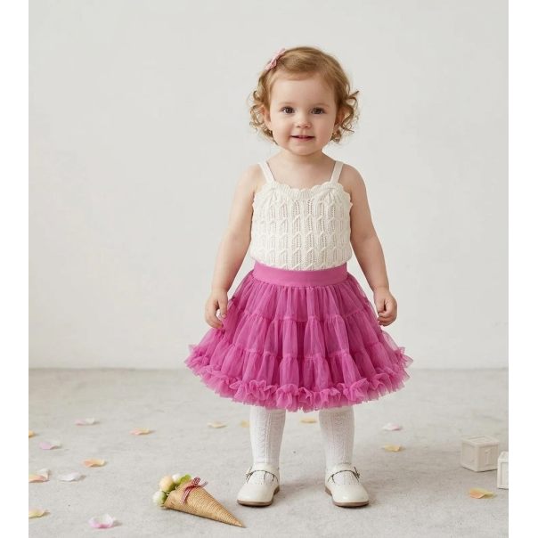 Spódniczka tiulowa dziewczęca fluffy – różowa spódnica Leanka
