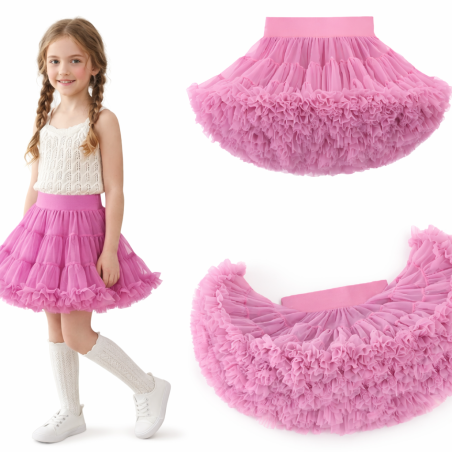 Spódniczka tiulowa dziewczęca fluffy – różowa spódnica Leanka
