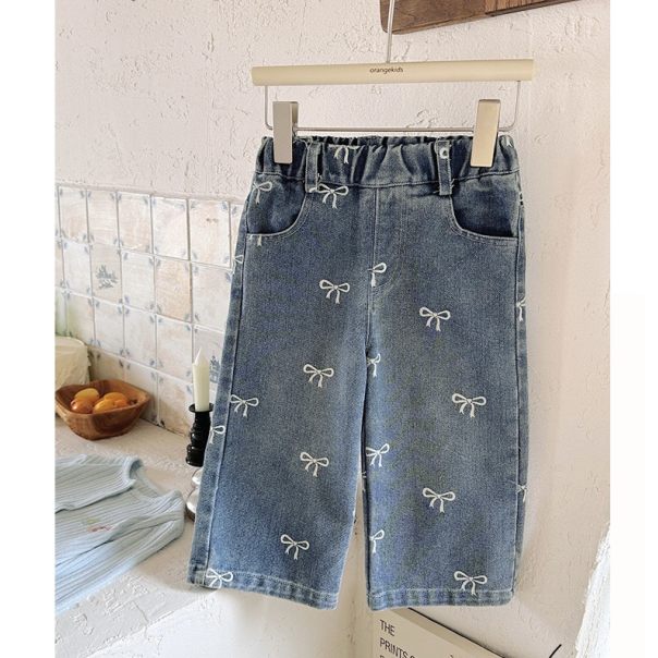 Spodnie jeansowe dziewczęce z kokardkami – modne jeansy dla dzieci 3–7 lat