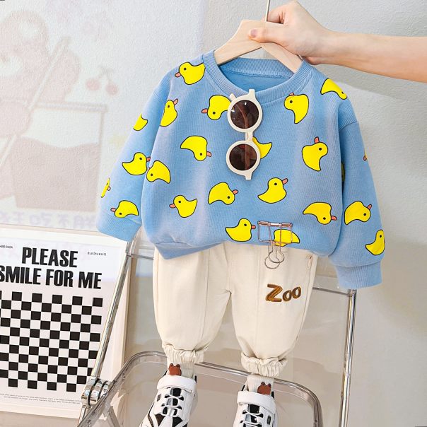 Komplet chłopięcy kaczuszki – bluza niebieska i spodnie jogger | Leanka