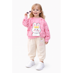 Komplet dziewczęcy króliczek – bluza różowa i spodnie jogger | Leanka