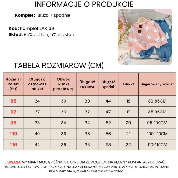 Dres dziecięcy króliczki – komplet bluza i spodnie | Leanka