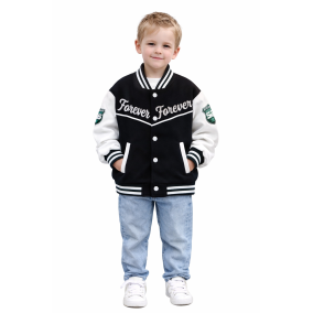 Bluza dziecięca college Forever – czarna i zielona bomberka | LeAnKa