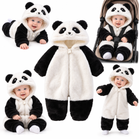Kombinezon niemowlęcy zimowy PANDA ciepły na zamek dla chłopca 2