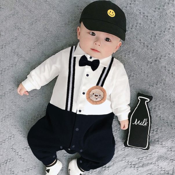 Pajacyk niemowlęcy elegancki z muszką i lwem – LeAnKa
