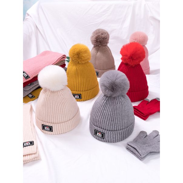 Zestaw zimowy dla dzieci – czapka z pomponem, szalik i rękawiczki | LeAnKa