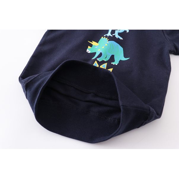 Bluza chłopięca bawełniana z nadrukiem dinozaurów – granatowa | LeAnKa