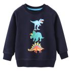 Bluza chłopięca bawełniana z nadrukiem dinozaurów – granatowa | LeAnKa