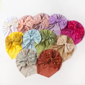 Turban dziecięcy z kokardą w kropki | Stylowa czapeczka dla dziewczynki LeAnKa 2