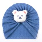 Czapka turban niemowlęca z misiem – bawełniana czapeczka dla dziecka | Leanka
