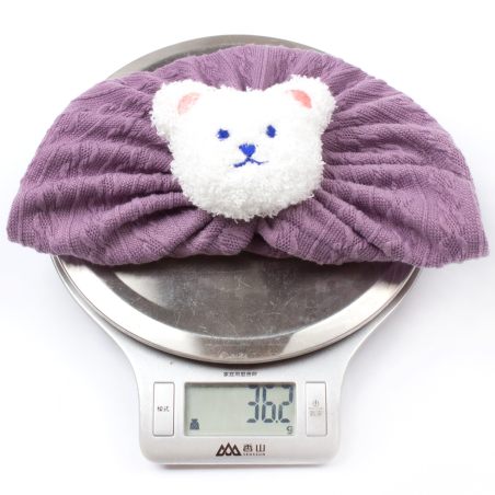 Czapka turban niemowlęca z misiem – bawełniana czapeczka dla dziecka | Leanka