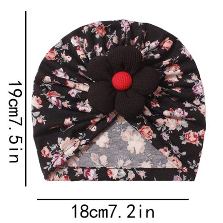Turban dziecięcy w kwiaty z ozdobnym kwiatkiem – modna opaska dla dziewczynki
