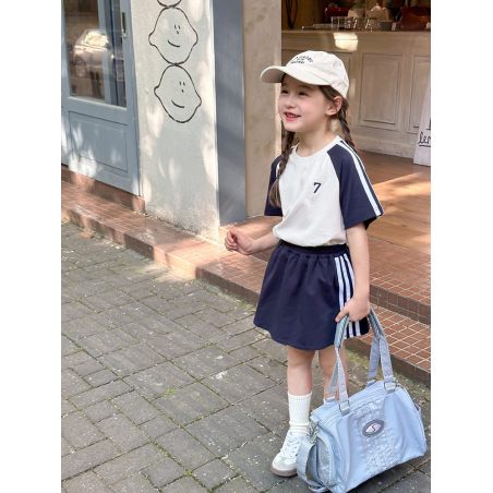 Granatowo-biały Komplet dla dziewczynki, 010525-24V082