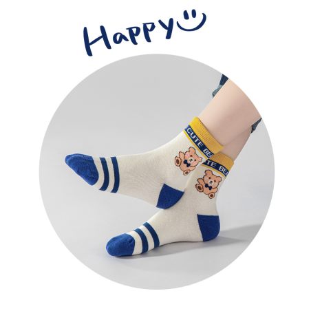 Skarpetki dziecięce bawełniane z misiami – zestaw 5 par | LeAnKa