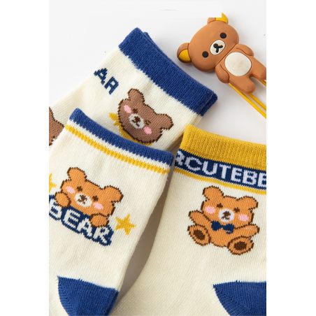 Skarpetki dziecięce bawełniane z misiami – zestaw 5 par | LeAnKa