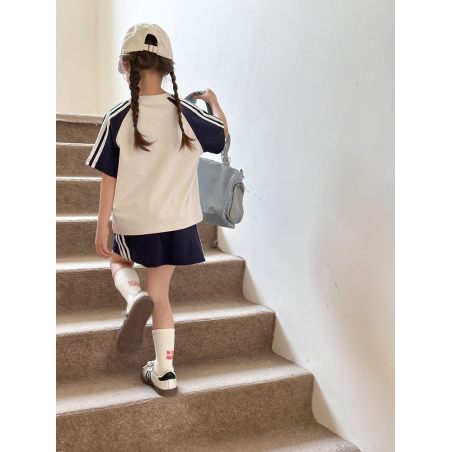 Granatowo-biały Komplet dla dziewczynki, 010525-24V082