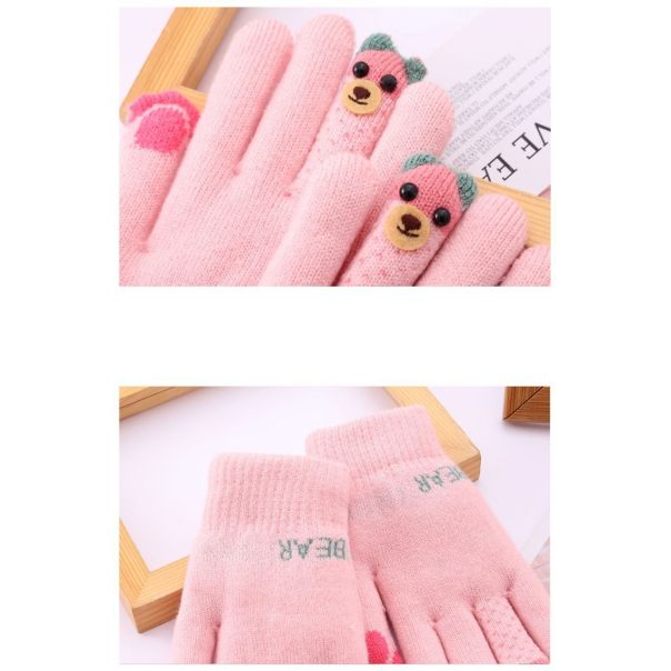 Rękawiczki dziecięce zimowe BEAR – ciepłe i kolorowe z motywem misia | LeAnKa