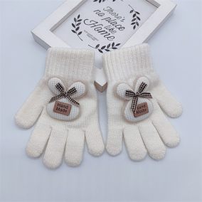 Rękawiczki dziecięce zimowe Handmade z kokardką – ciepłe i stylowe | LeAnKa