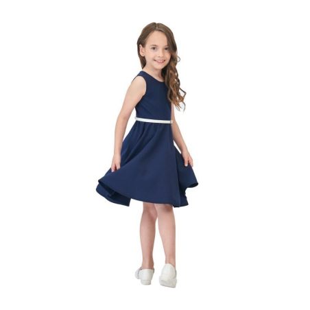 Eleganckie sukienki dla dziewczynek bezrękawów 010525-T0025 Granat