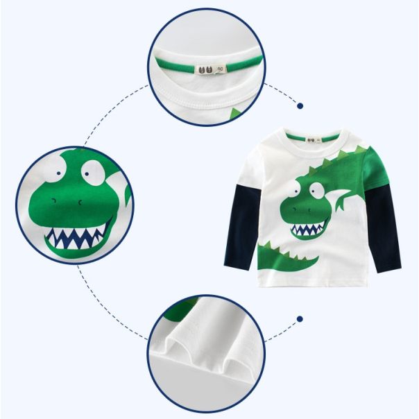 Bluzka dziecięca z długim rękawem Dinozaur – bawełniana koszulka LeAnKa