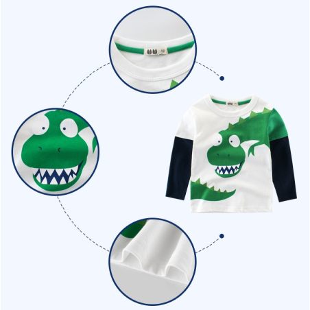 Bluzka dziecięca z długim rękawem Dinozaur – bawełniana koszulka LeAnKa