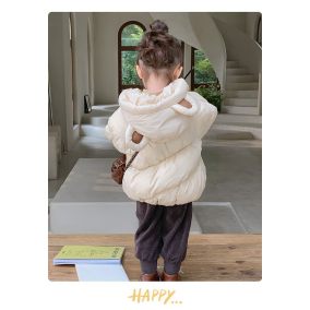 Kurtka zimowa dziecięca z kapturem i uszami misia | Ciepła kurtka LeAnKa 2