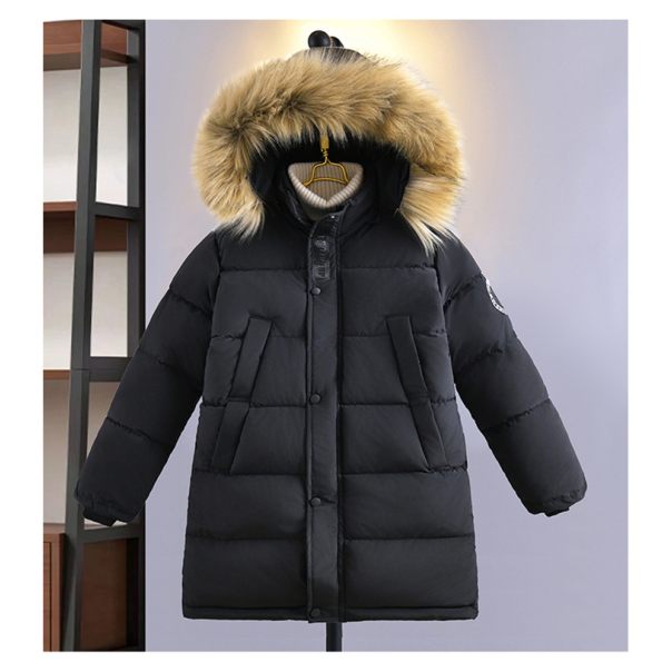 Kurtka zimowa dla dzieci z kapturem i futerkiem – długa puchowa | LeAnKa