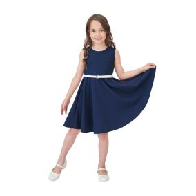 Eleganckie sukienki dla dziewczynek bezrękawów 010525-T0025 Granat