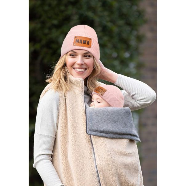 Czapka jesienno-zimowa MAMA – komplet z czapką MINI dla dziecka | LeAnKa