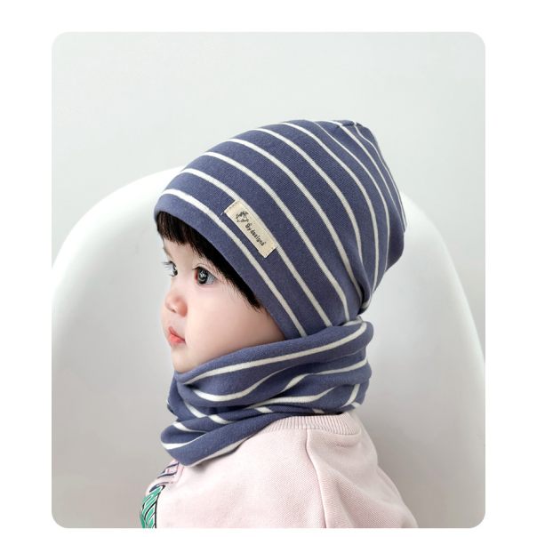 Komplet czapka i komin dziecięcy w paski – bawełniany i elastyczny | LeAnKa