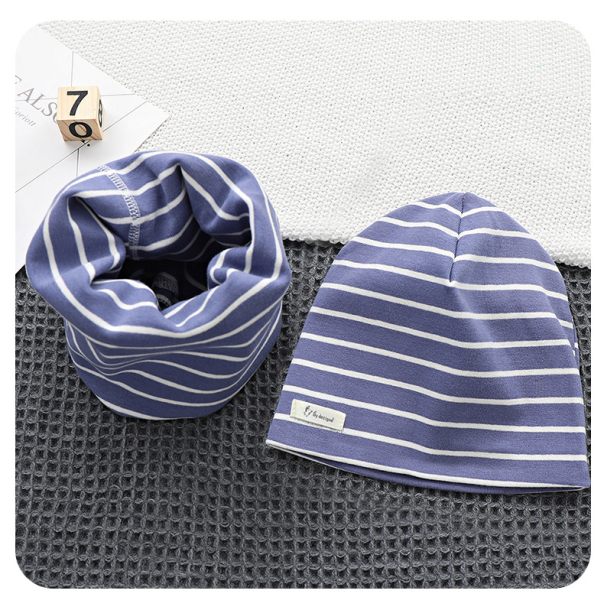 Komplet czapka i komin dziecięcy w paski – bawełniany i elastyczny | LeAnKa