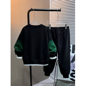 Komplet dresowy chłopięcy zielono-czarny BYMSFTZ – bluza i spodnie sportowe dla dzieci 2