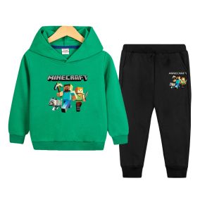 Komplet dla chłopca Minecraft z kapturem – bluza i spodnie sportowe 4–8 lat | LeAnKa