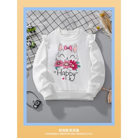 Bluza dla dziewczynek z kotkiem i falbankami| LeAnKa