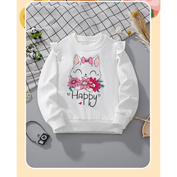 Bluza dla dziewczynek z kotkiem i falbankami| LeAnKa