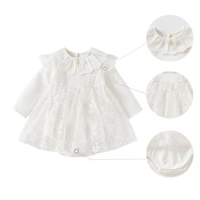Elegancka Sukienka z koronką dla dziewczynek 220525-11 Białe