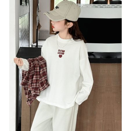 Koszulka z długim rękawem dla dziewczynki 9–14 lat – bawełniany T-shirt młodzieżowy z nadrukiem | LeAnKa