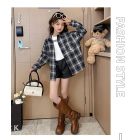 Koszula dziewczęca w kratę z długim rękawem 9–14 lat | LeAnKa