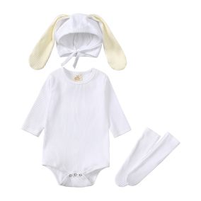 Zestaw Body + Czapka + Skarpetki dla dziewczynki 220525-13 Biały