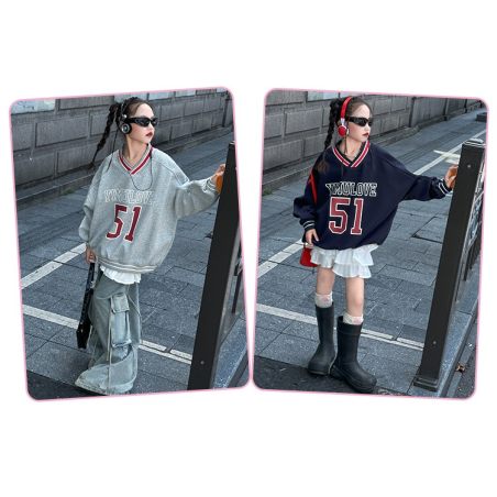 Bluza dziewczęca oversize YIMULOVE 51 – modna bluza sportowa dla dziewczynki