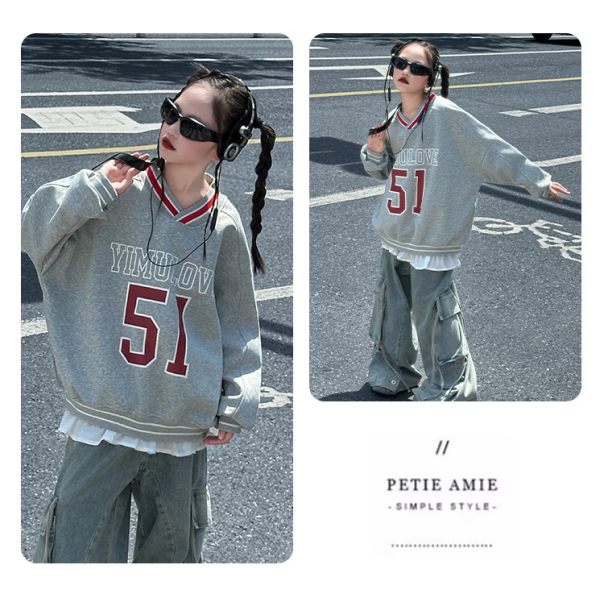 Bluza dziewczęca oversize YIMULOVE 51 – modna bluza sportowa dla dziewczynki