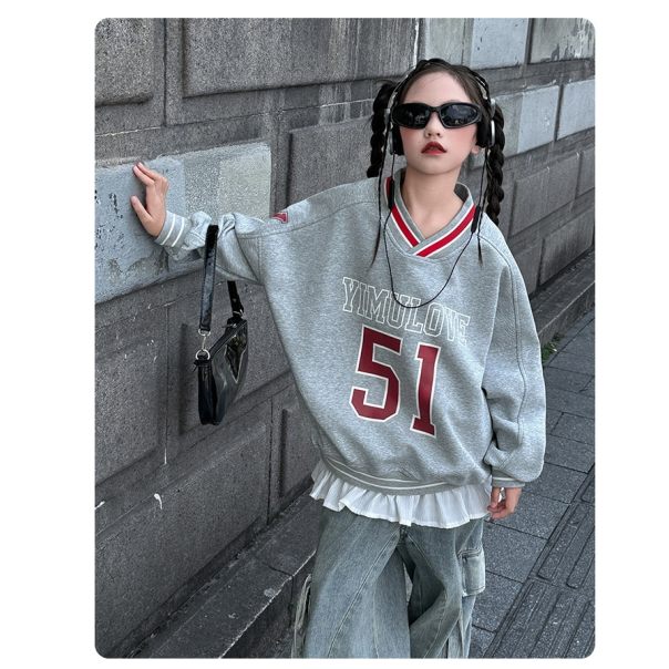 Bluza dziewczęca oversize YIMULOVE 51 – modna bluza sportowa dla dziewczynki