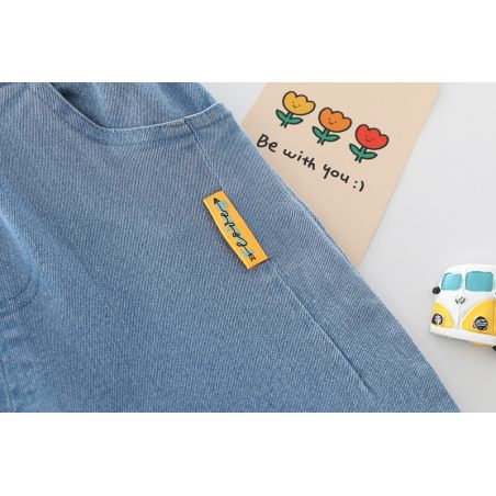 Komplet chłopięcy w kratę Space Pilot – koszula, T-shirt i jeansy 1-5 lat | LeAnKa