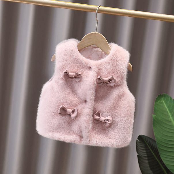 Kamizelka futrzana dziewczęca z kokardkami  | LeAnKa