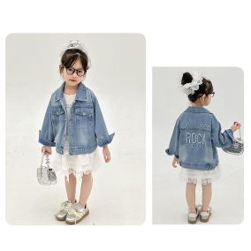 Jeansowa kurtka dla dziewczynki z napisem ROCK FESTIVALS  | LeAnKa 2