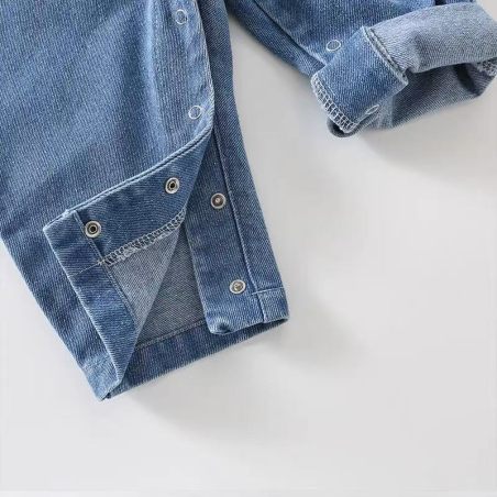 Jeansowy rampers dziecięcy z uszami misia | Ogrodniczki niemowlęce LeAnKa